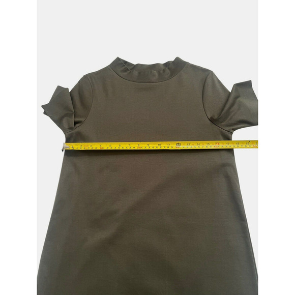 COS Shift Shirt Dress Mock Neck Olive Green Grunge Minimalist Size XS - Picture 3 of 7